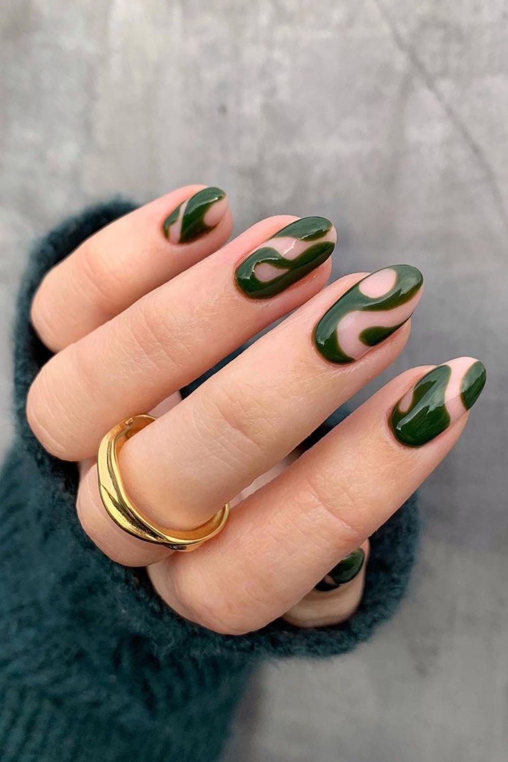 Dark Green funky nails