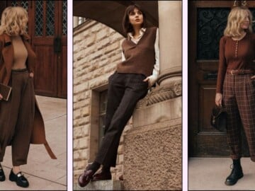 A collage of dark academia outfits