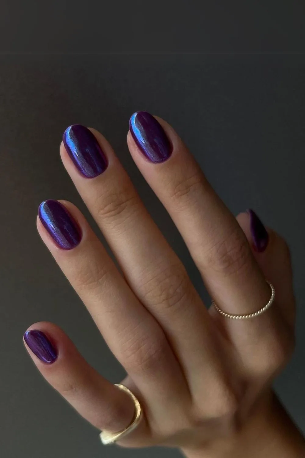 Dark purple chrome nails