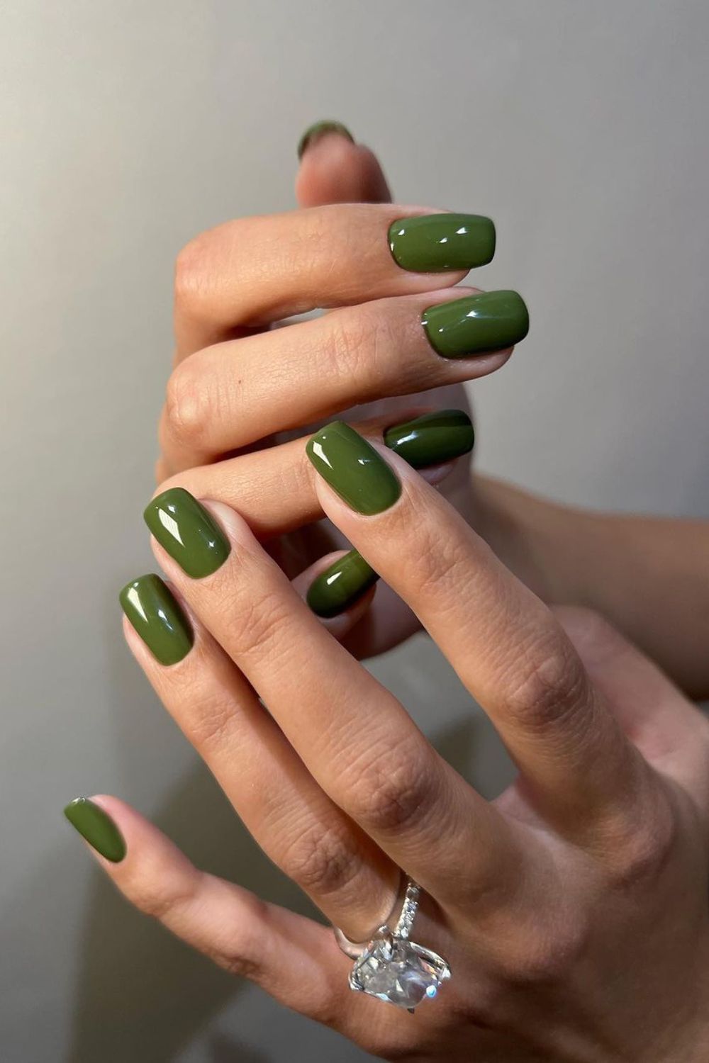 Deep olive green nails