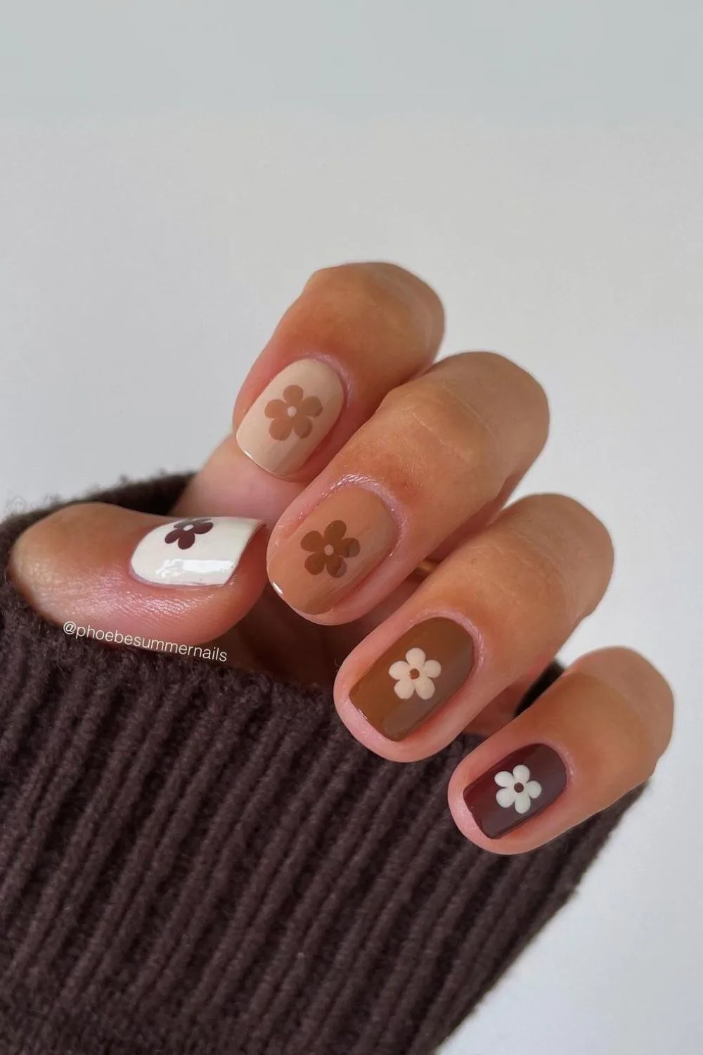 Fall skittle nails with floral details