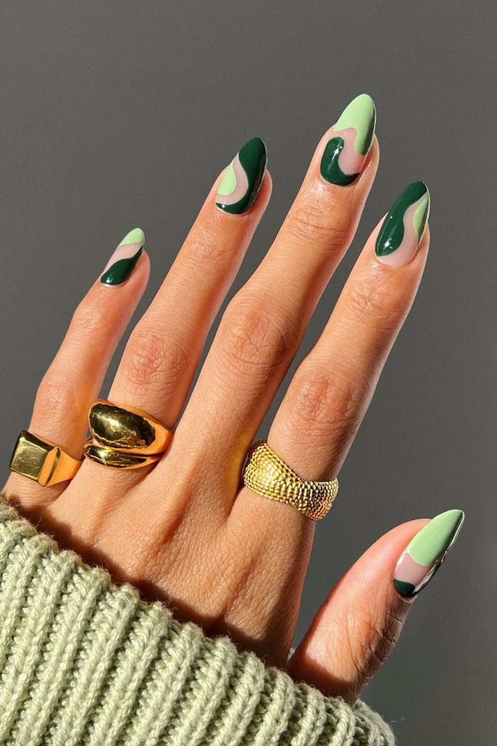 Funky dark and light green nails