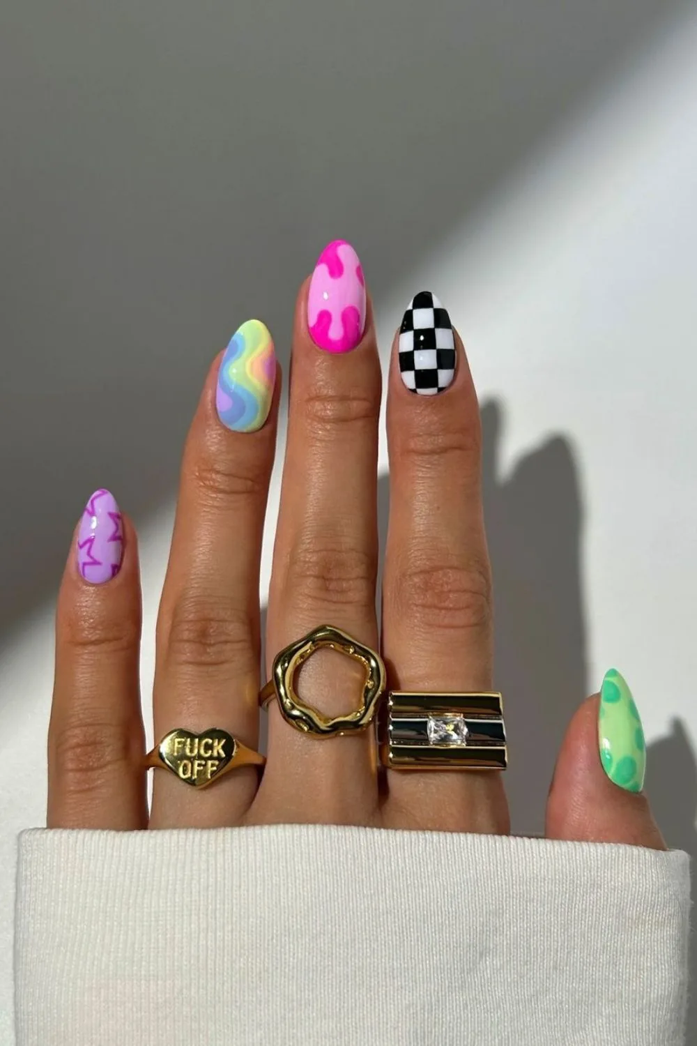 Funky nails with mixed patterns