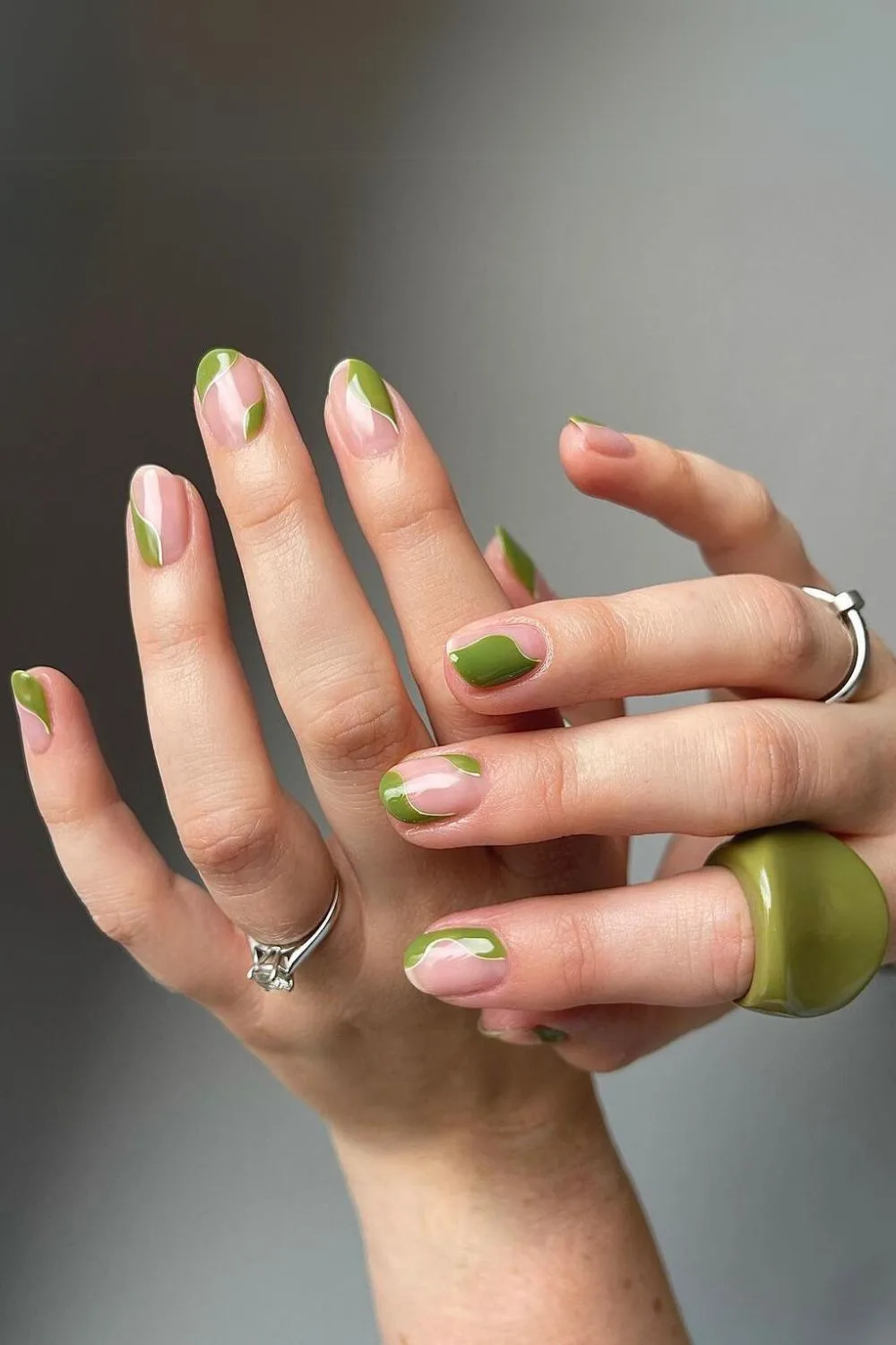 Funky olive green nails