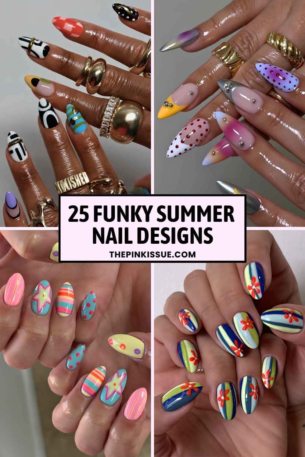 Funky summer nail inspo Pinterest