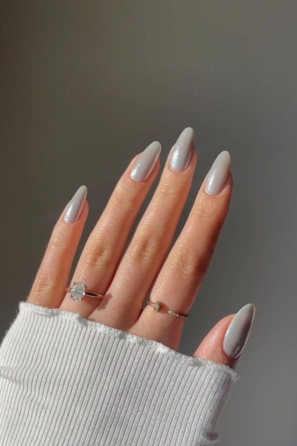 Gray chrome nails