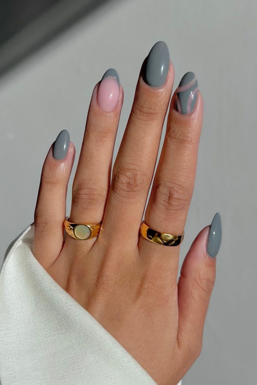 Gray mix and match nails