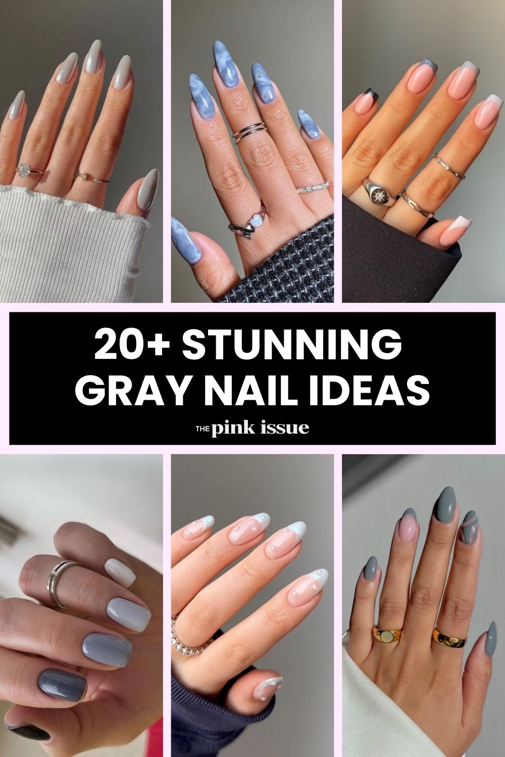 Gray nail ideas Pinterest