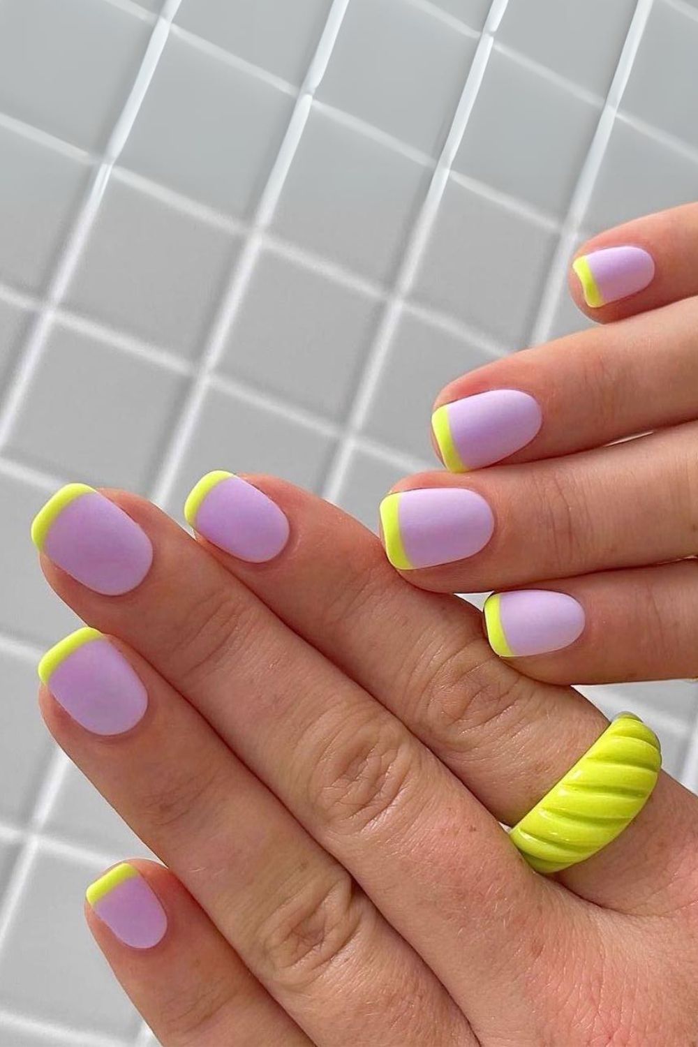 Lavender and neon yellow frenchies