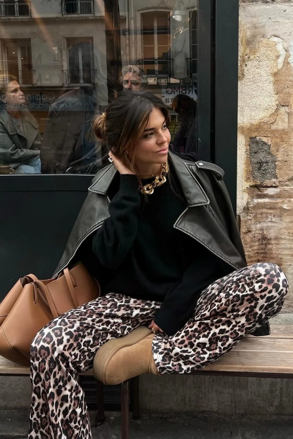 Leopard Pants & Leather Jacket