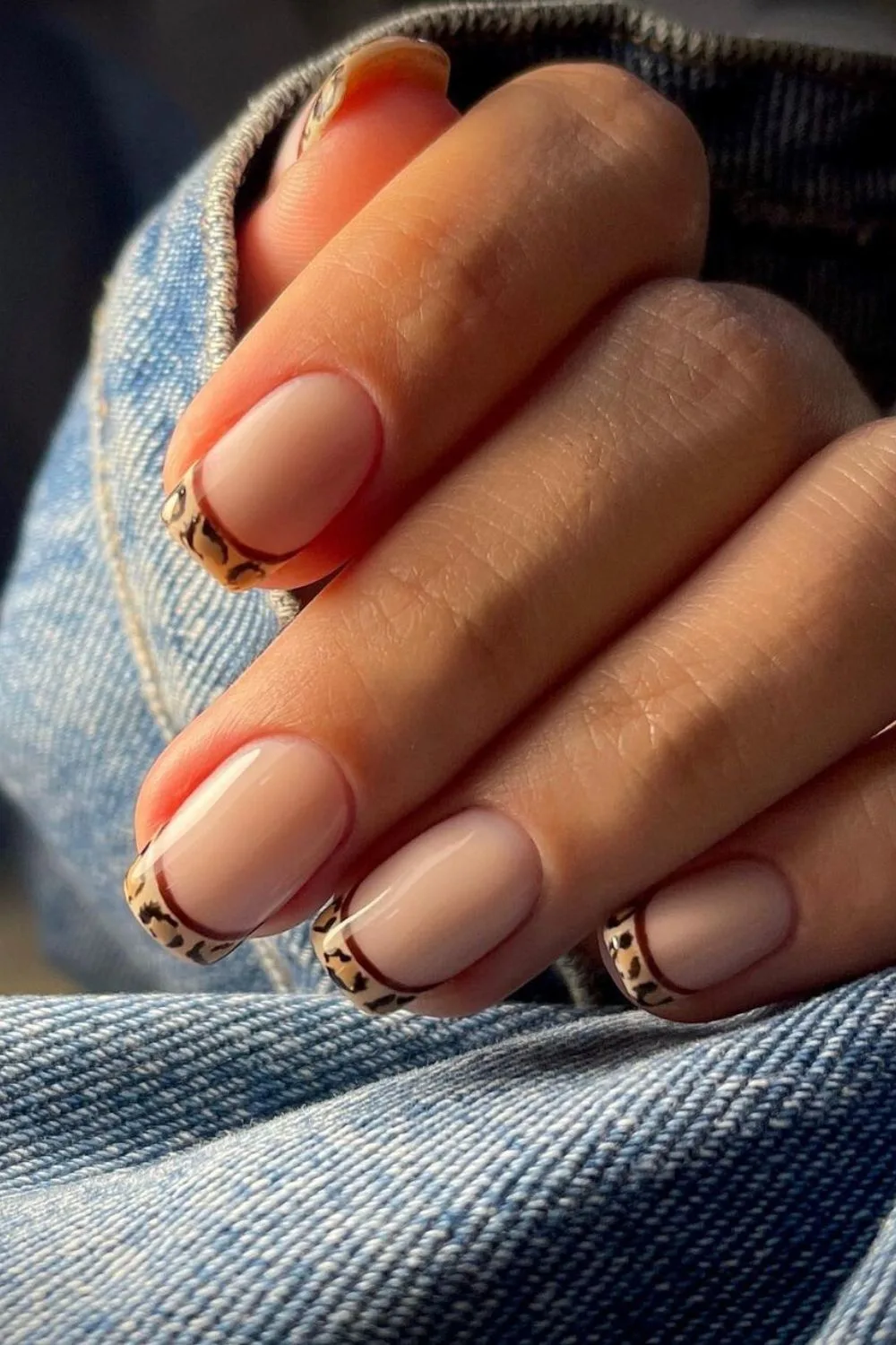 Leopard print french nails