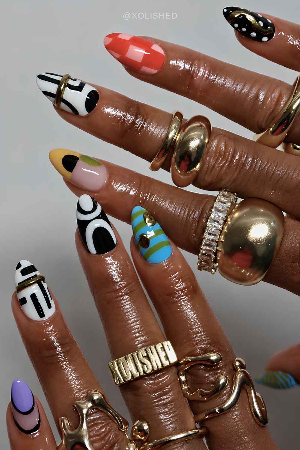 Mismatched funky summer manicure