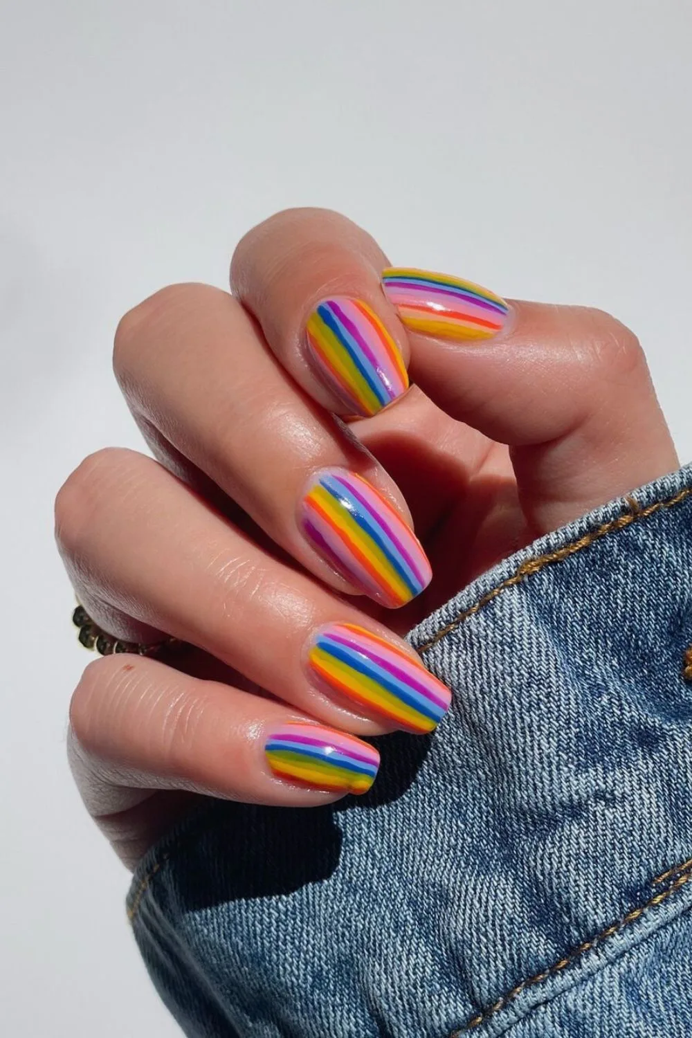 Nails with vibrant stripes