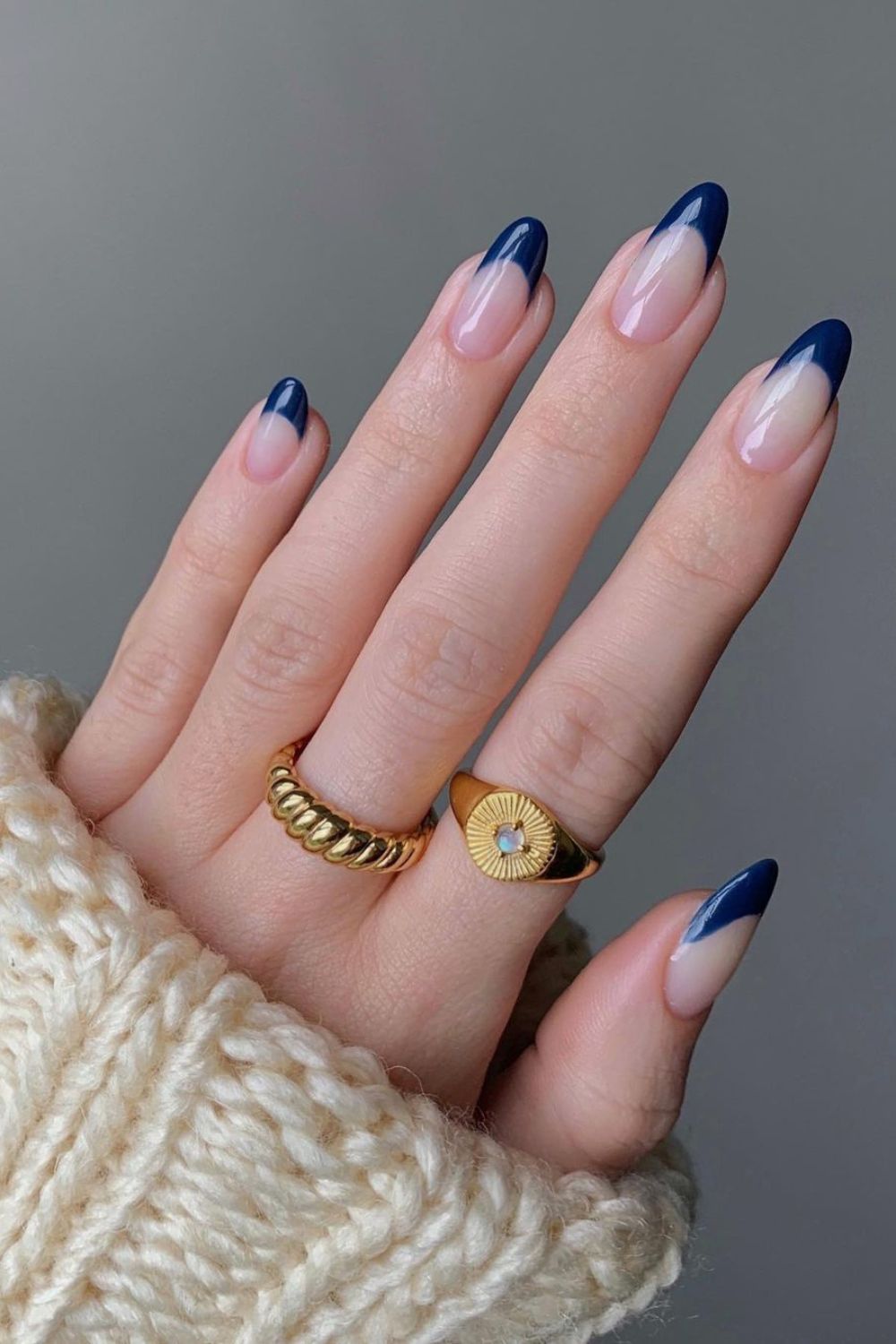 Navy blue french tip nails