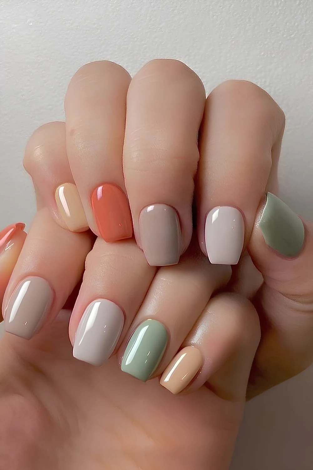 Neutral skittle nails
