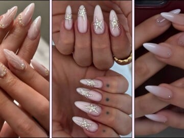 A collage of neutral nail designs for summer