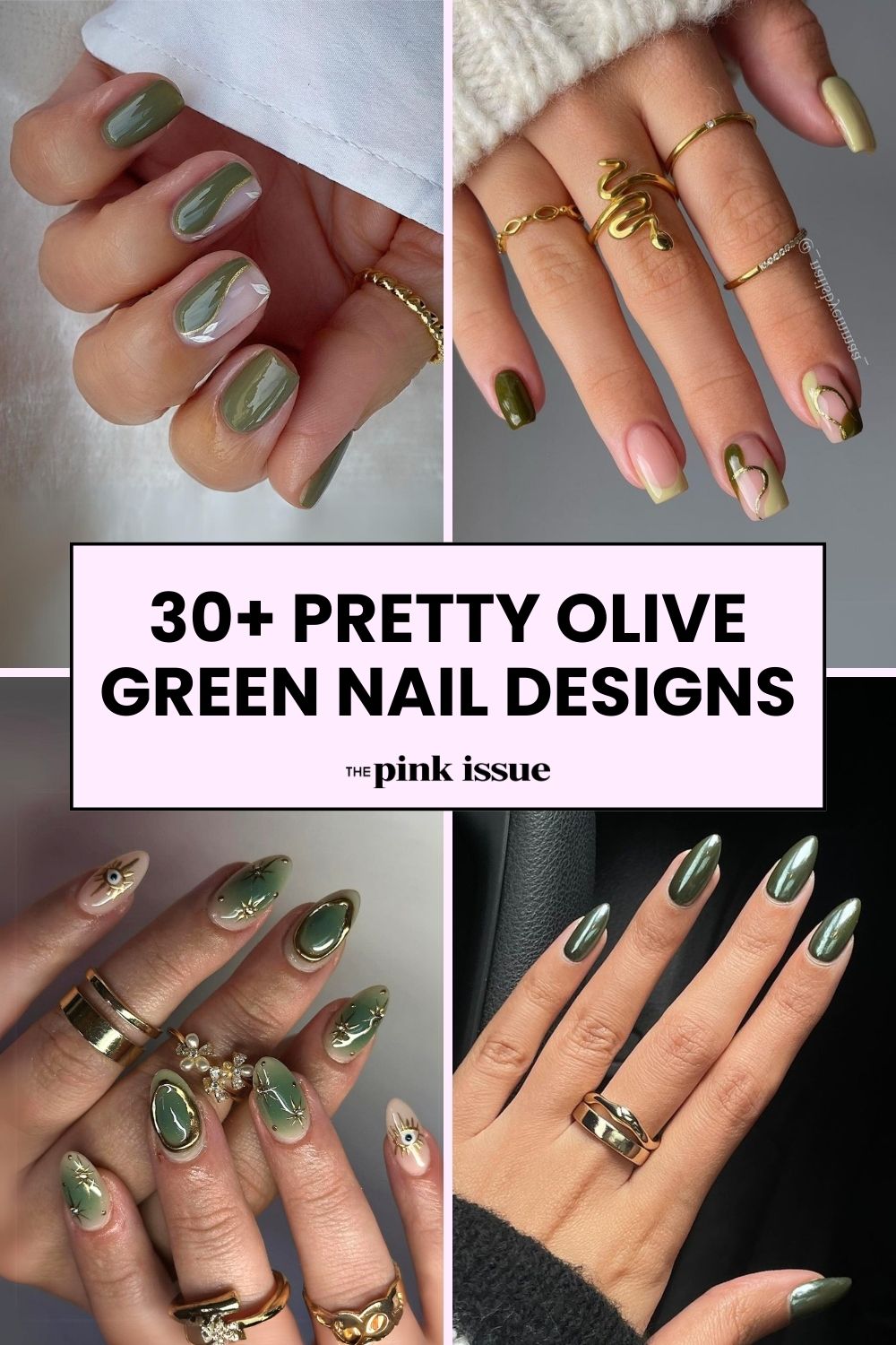 Olive green nail designs Pinterest