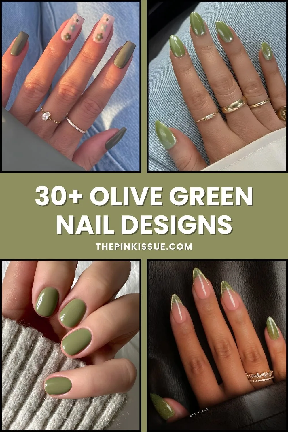 Olive green nails Pinterest