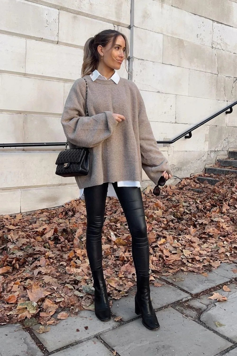 Oversized Sweater & Leather Leggings