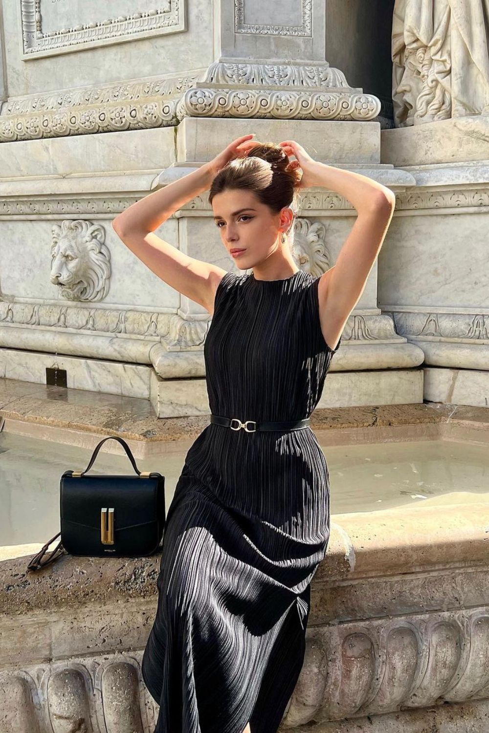 Pleated Black Dress