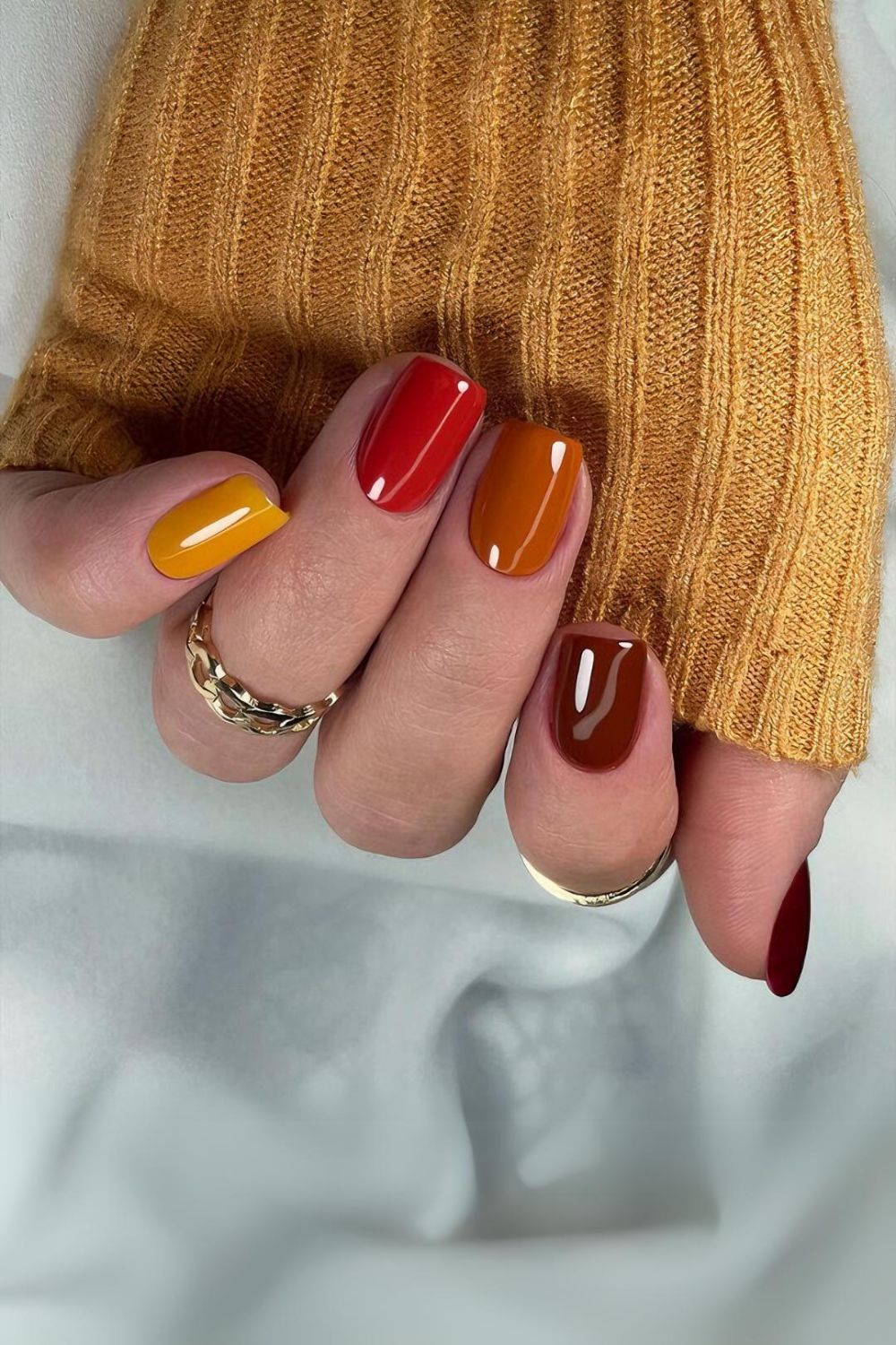 Skittle nails in warm autumn colors