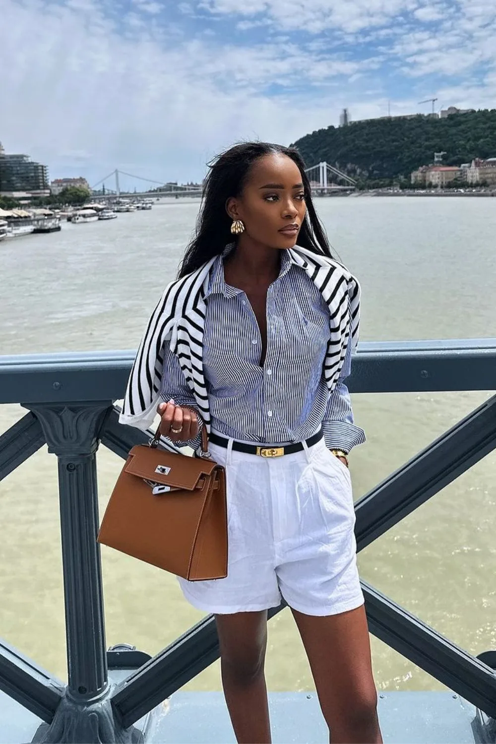 Striped Shirt & White Shorts