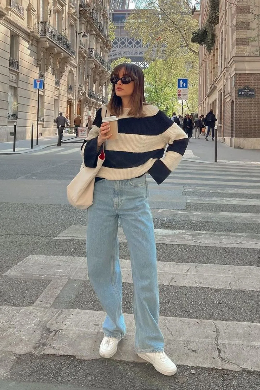 Striped Sweater & Wide-Leg Jeans