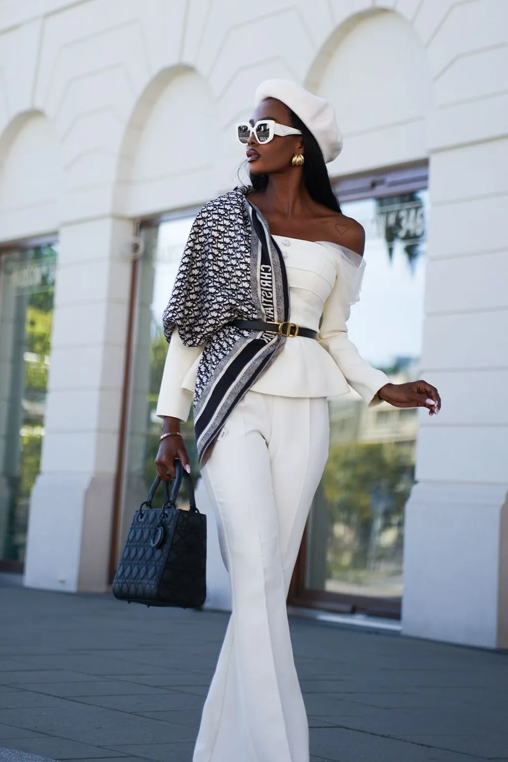 White Off-Shoulder & Pants