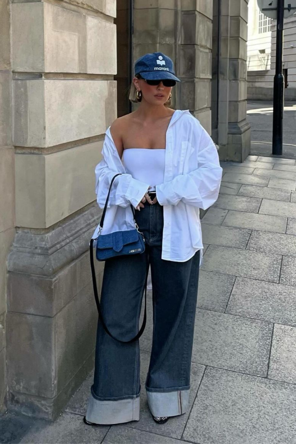 White Tube Top & Oversized Shirt