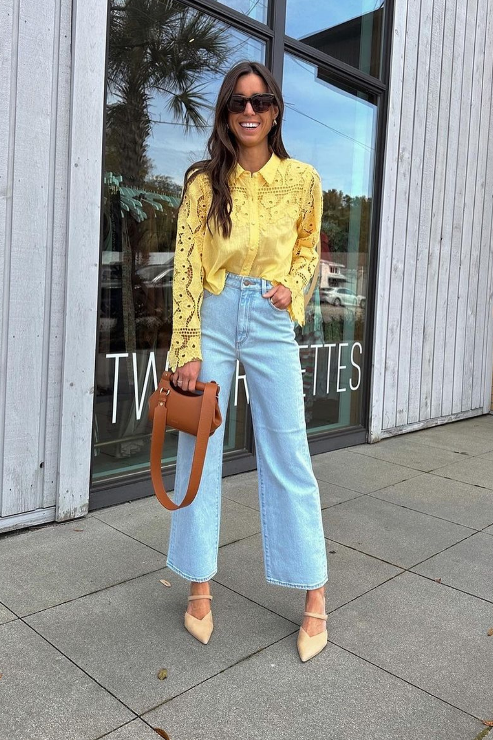 Yellow Blouse & Light Jeans