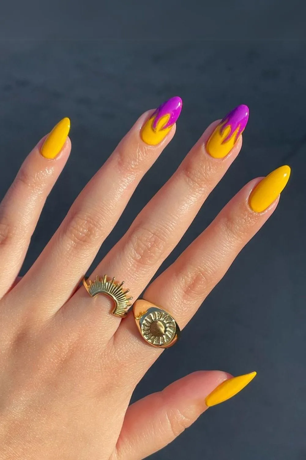 Yellow and purple nails