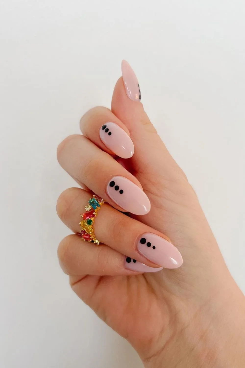 nude nails with dots