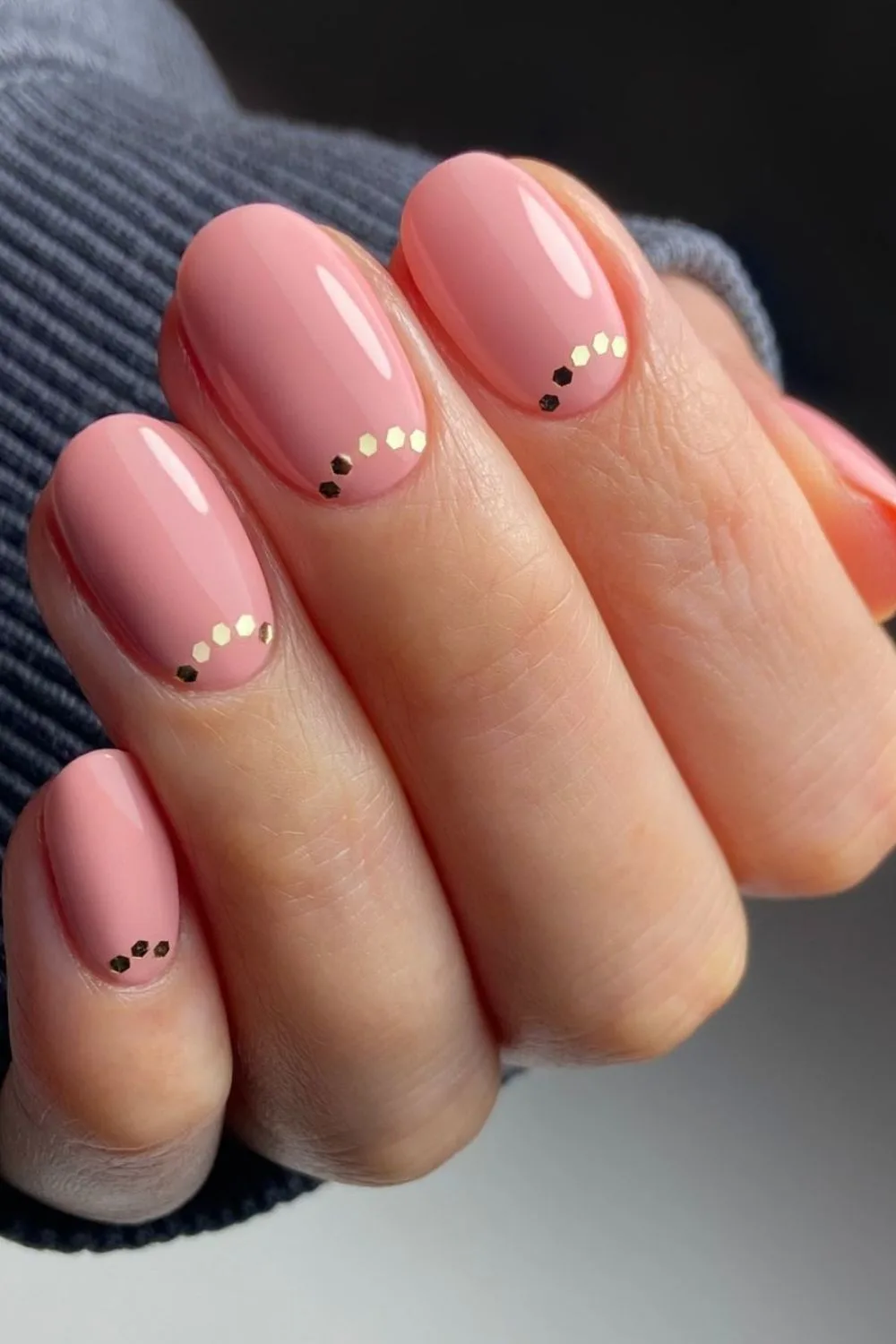 nude pink and golden dot half moons