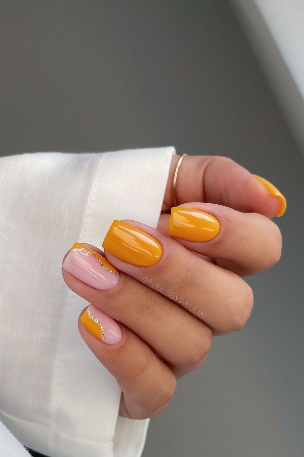 orange and pink nail art