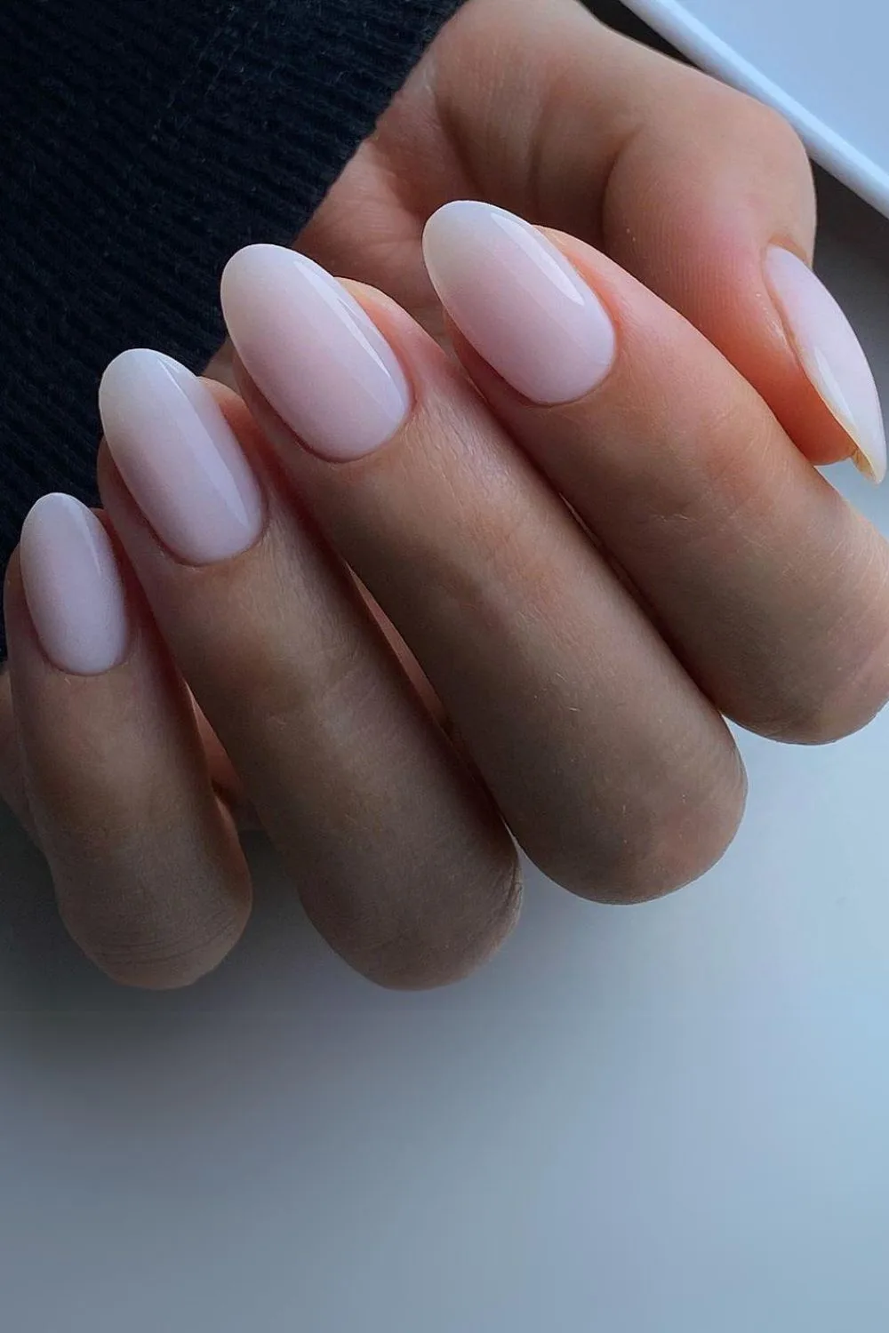 milky white nails