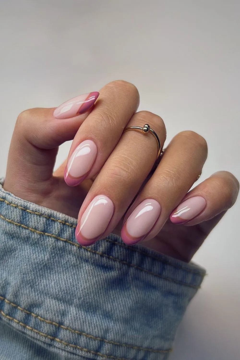 Berry pink French tip nails