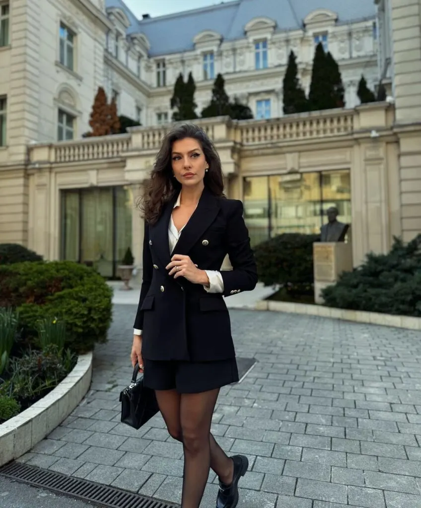 Black Blazer & Mini Shorts