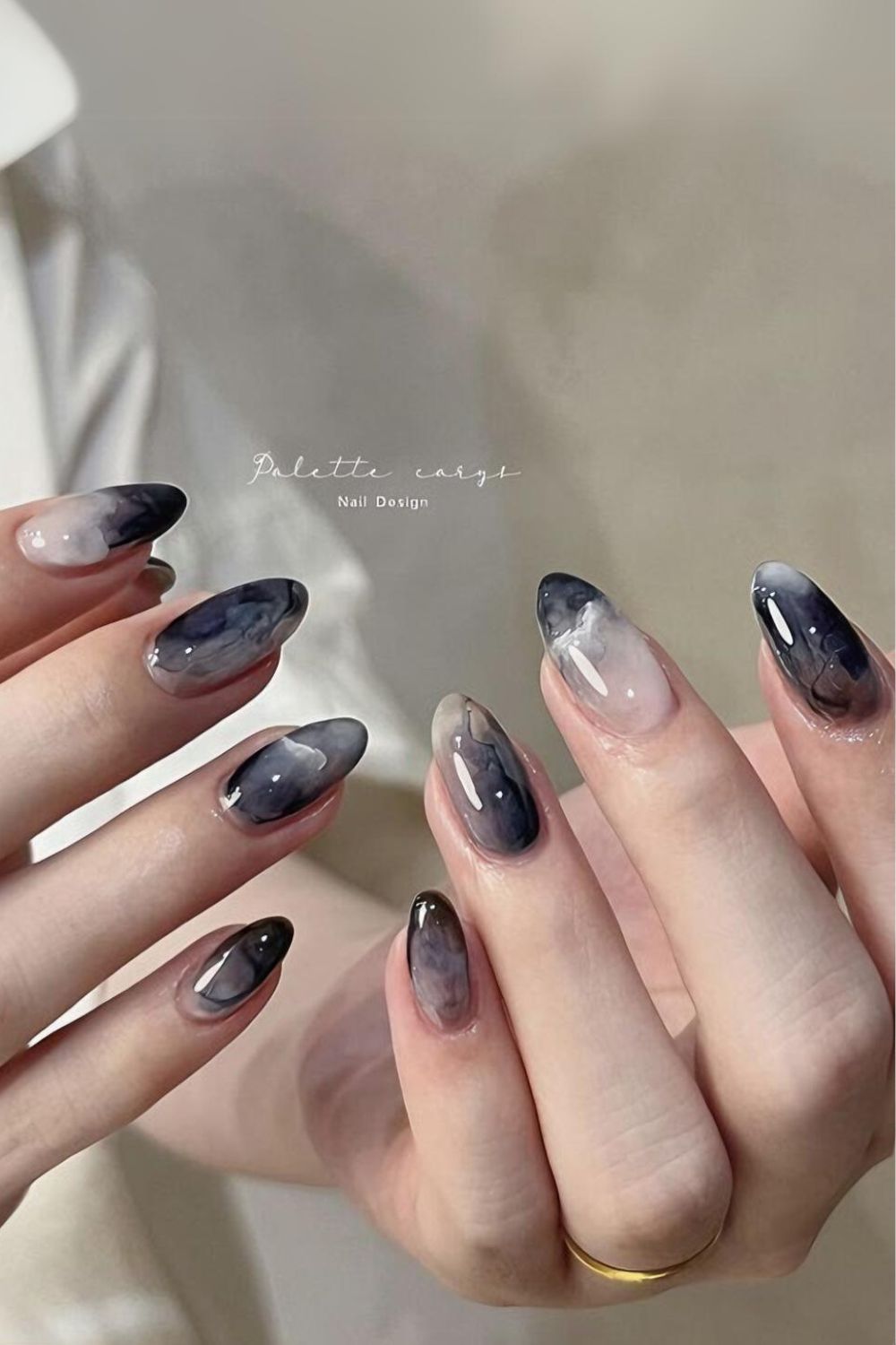 Black and white marble effect manicure