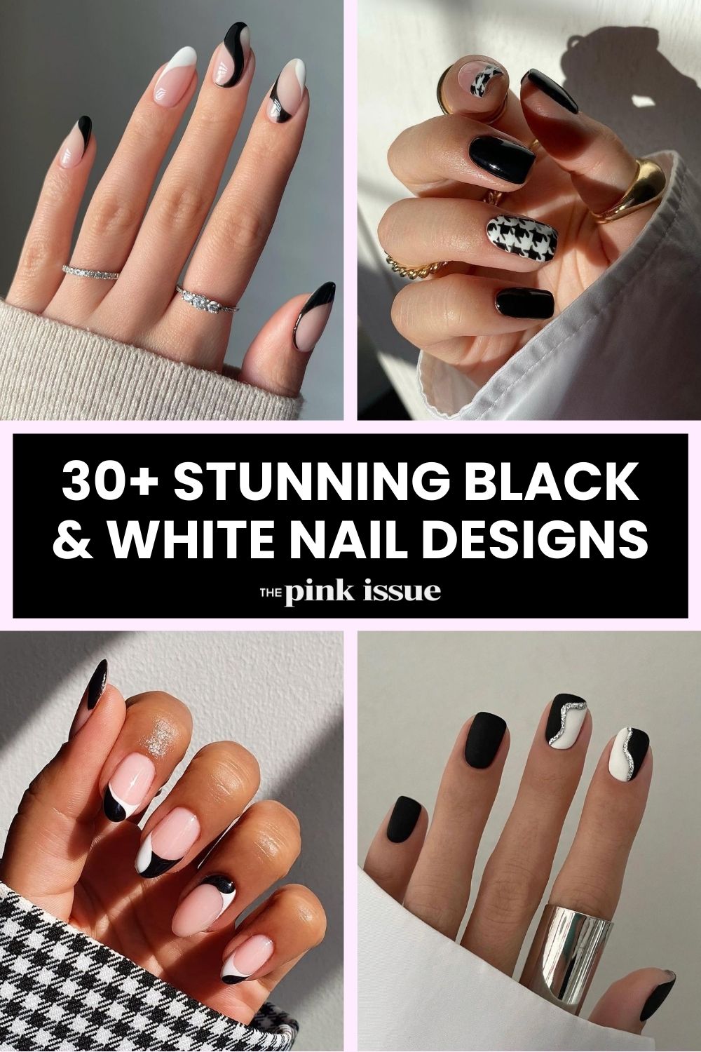 Black and white nail ideas Pinterest