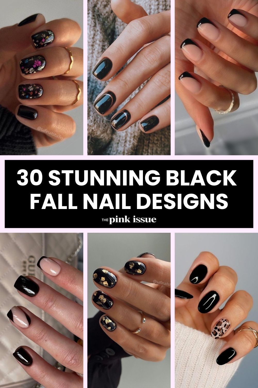 Black fall nail ideas Pinterest