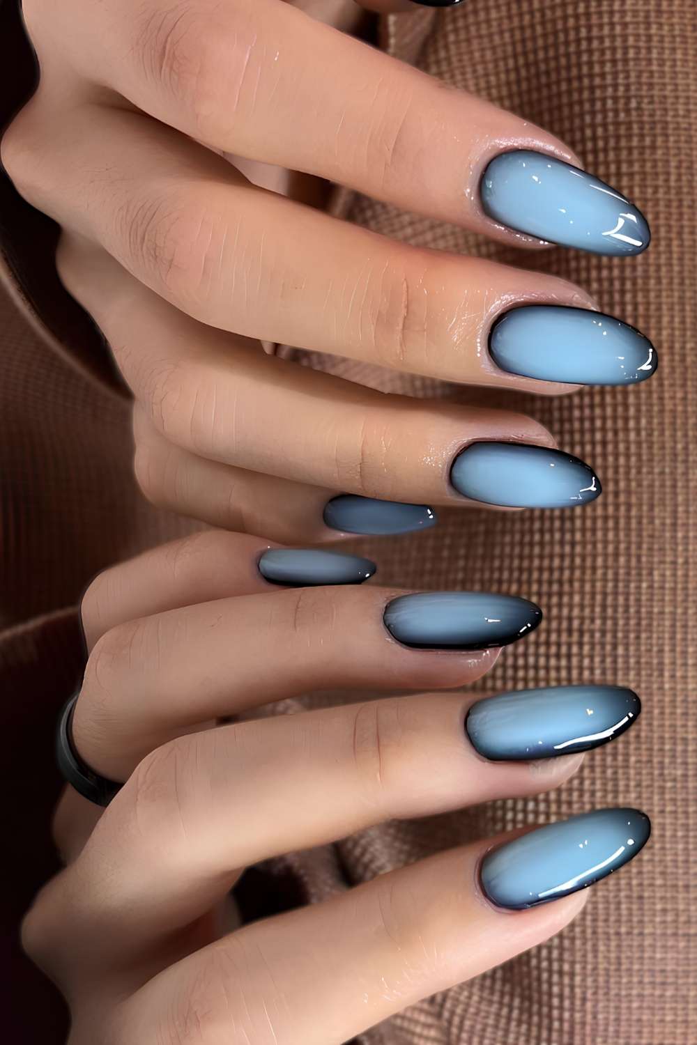 Blue and black aura nails