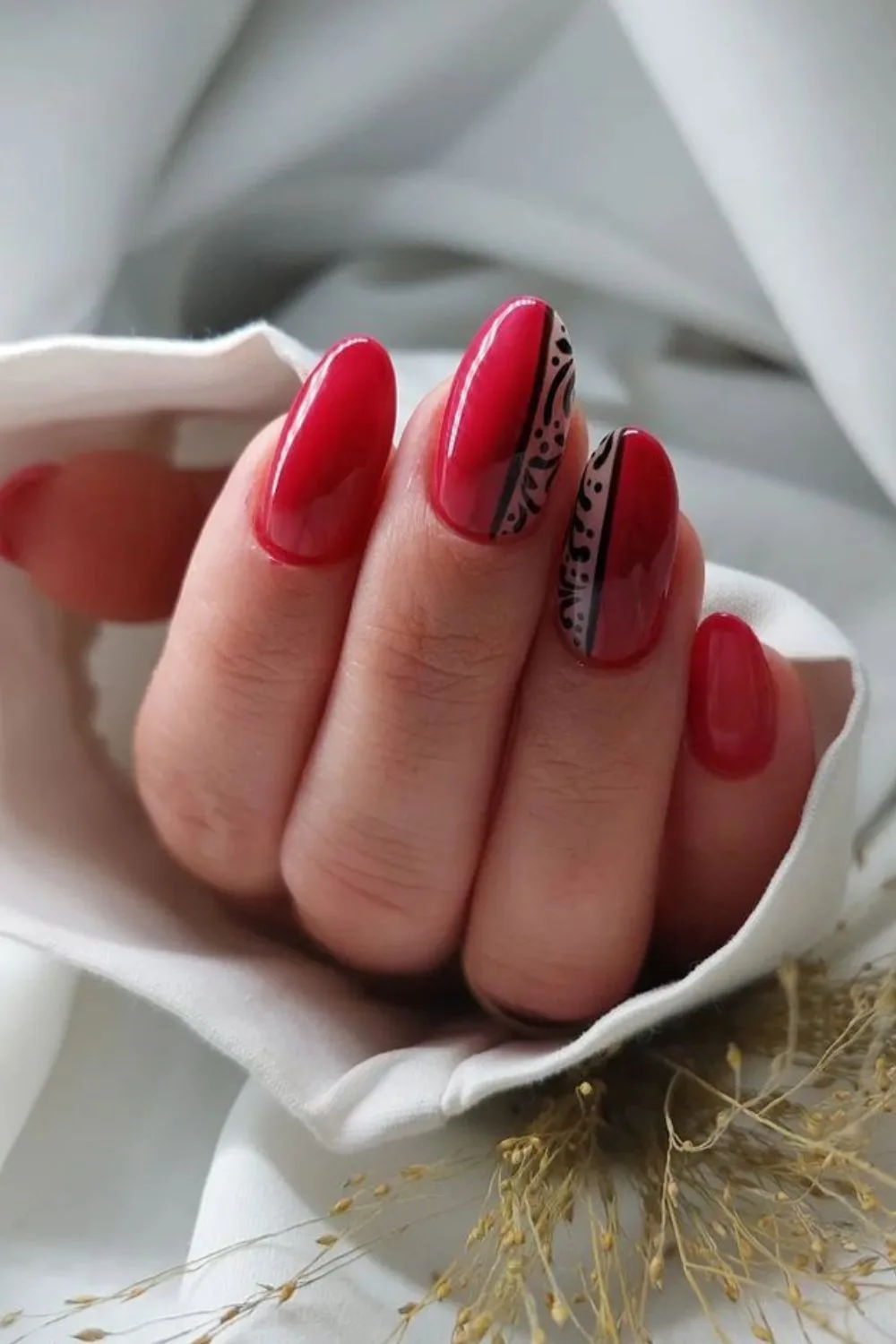 Bright crimson red nails