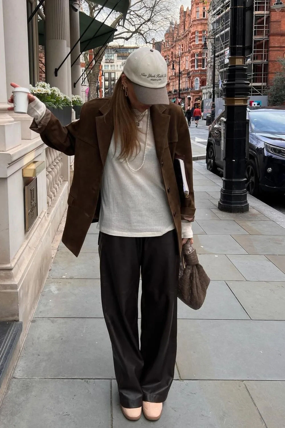 Brown Blazer with Baseball Cap