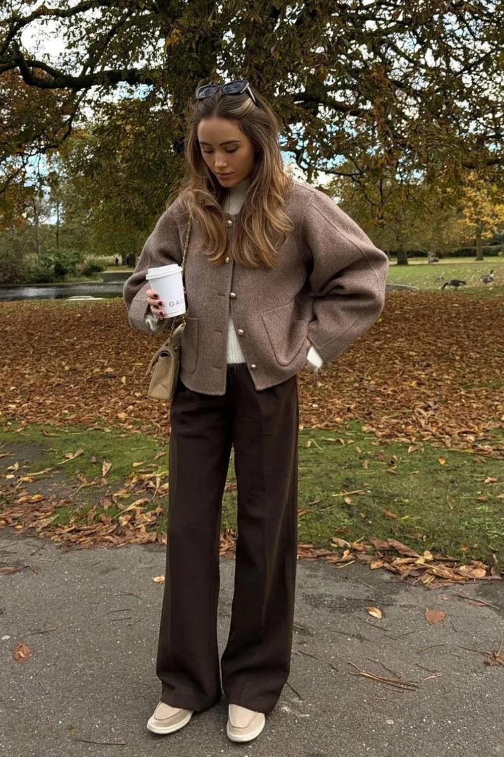 Brown Jacket & Wide-Leg Pants