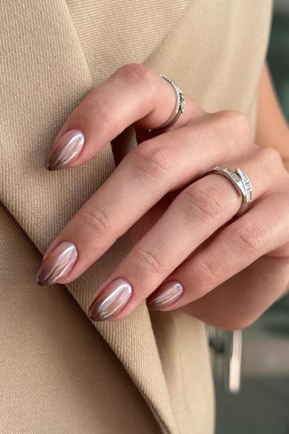 Brown ombre chrome nails