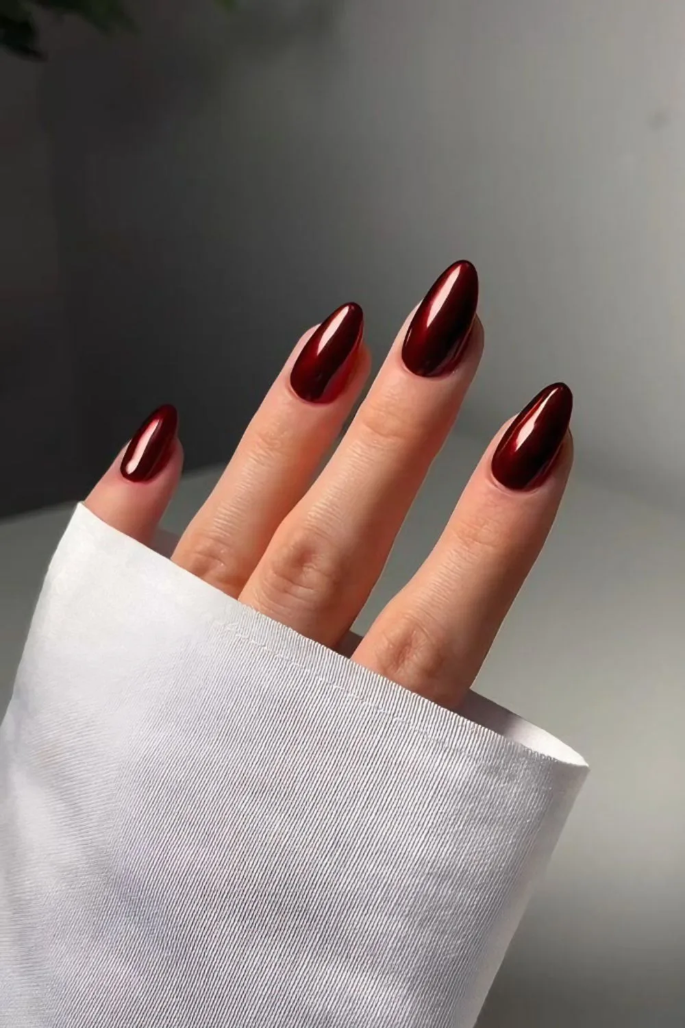 Burgundy chrome nails