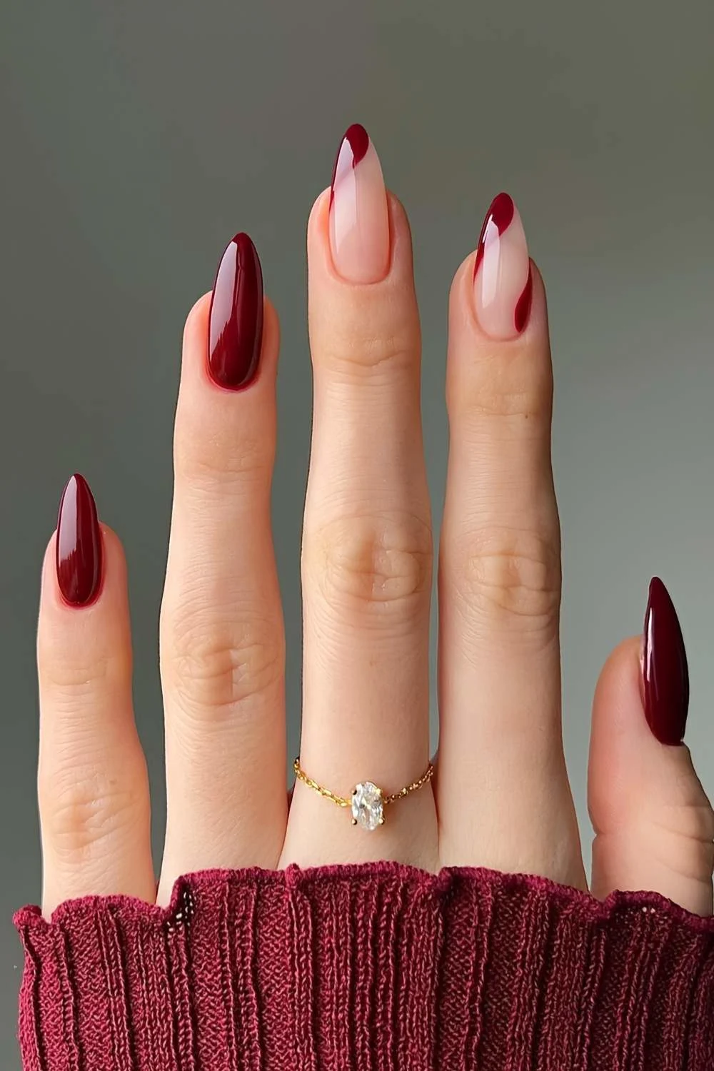 Burgundy Nails with 2025 Jewel Accents