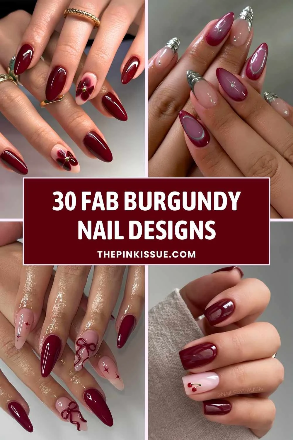 Burgundy nail ideas Pinterest