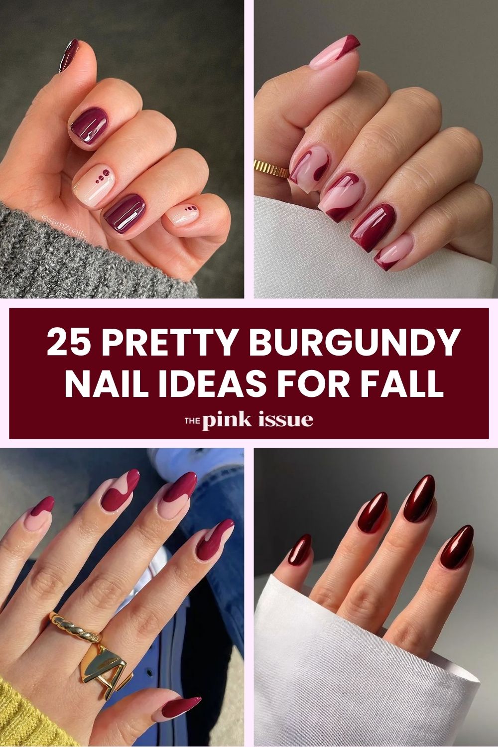 Burgundy nail ideas Pinterest