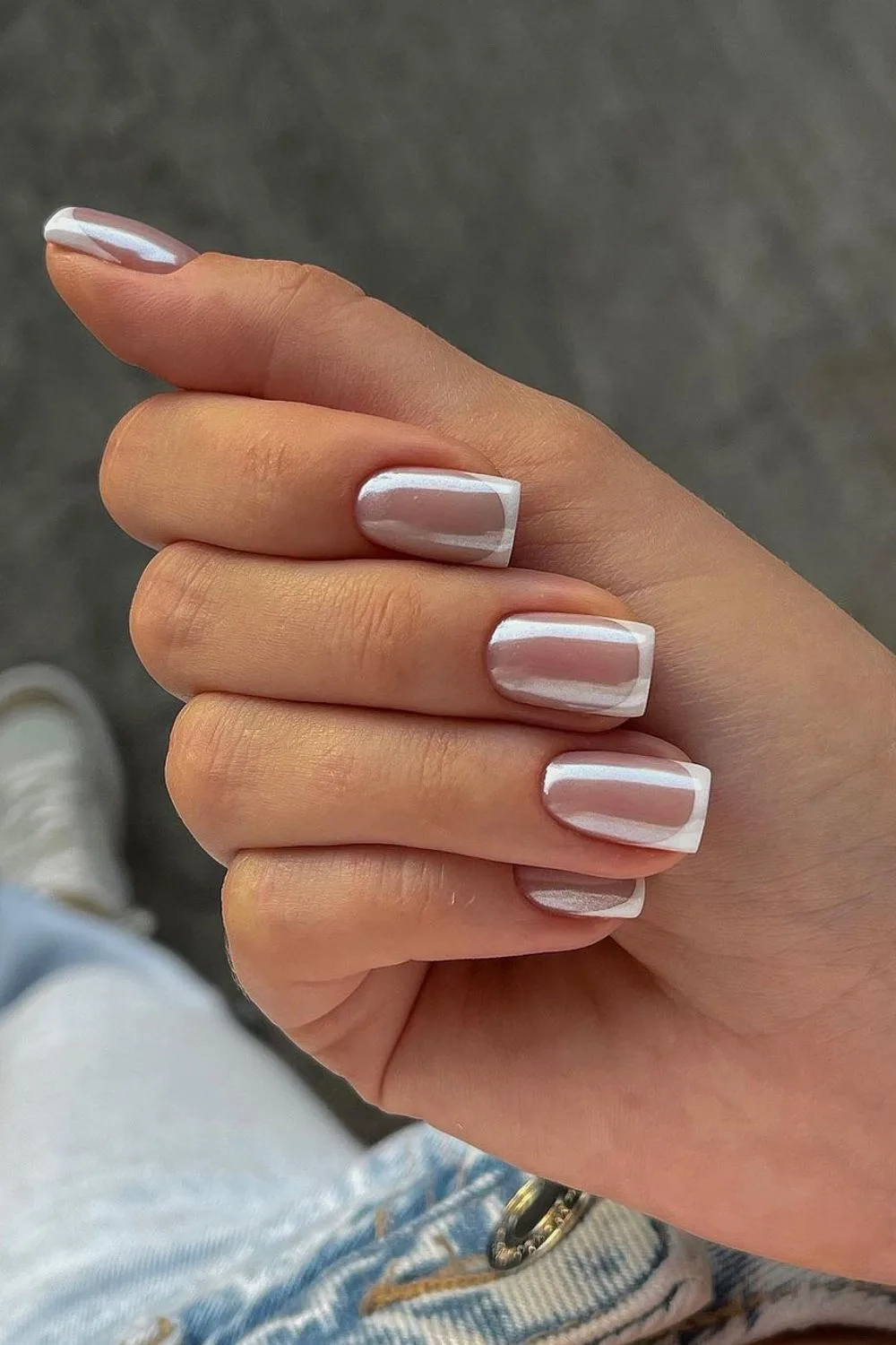 Chrome French manicure